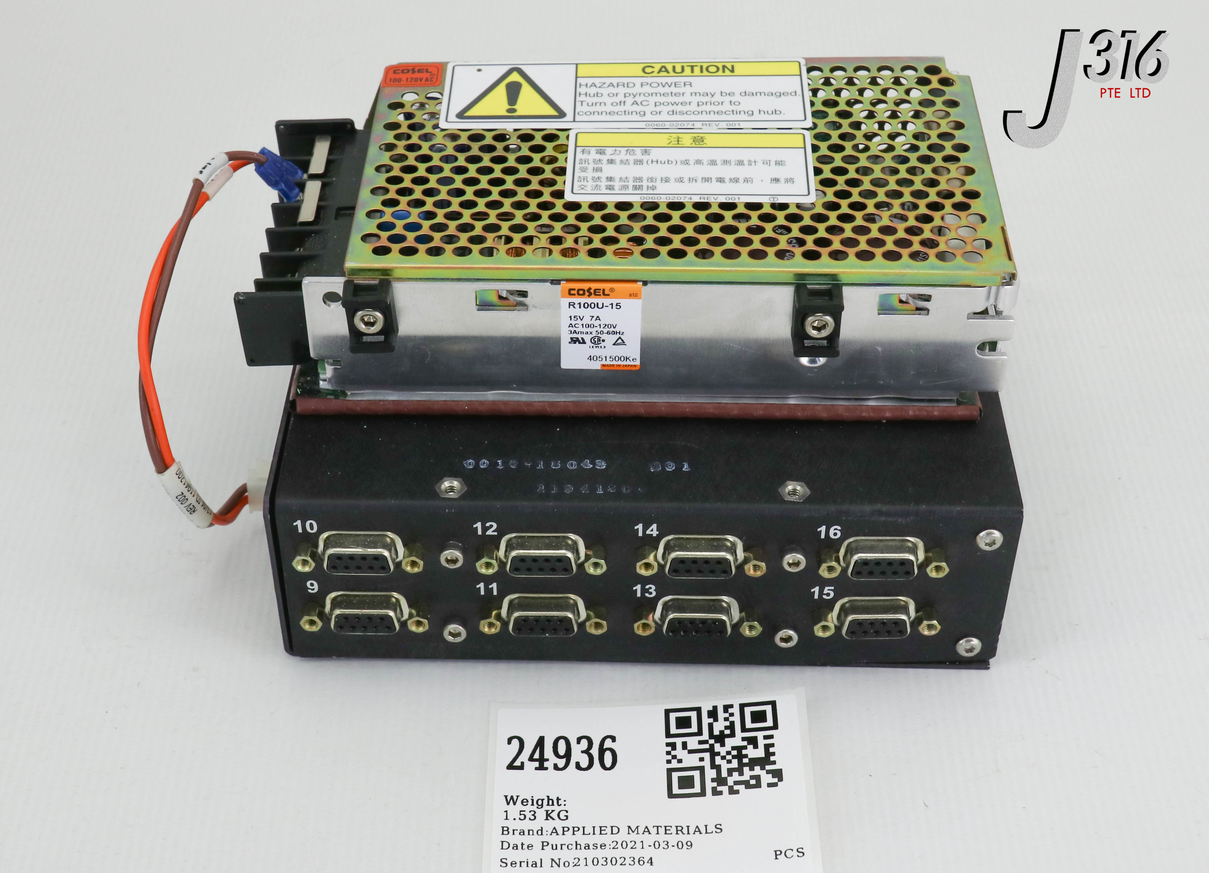 24936 APPLIED MATERIALS ASSY HUB RADIANCE CHAMBER RTP W/ R100U-15